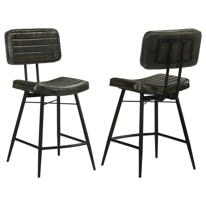 Partridge Leather Counter Chair Antique Espresso (Set of 2) by Unique Piece Furniture