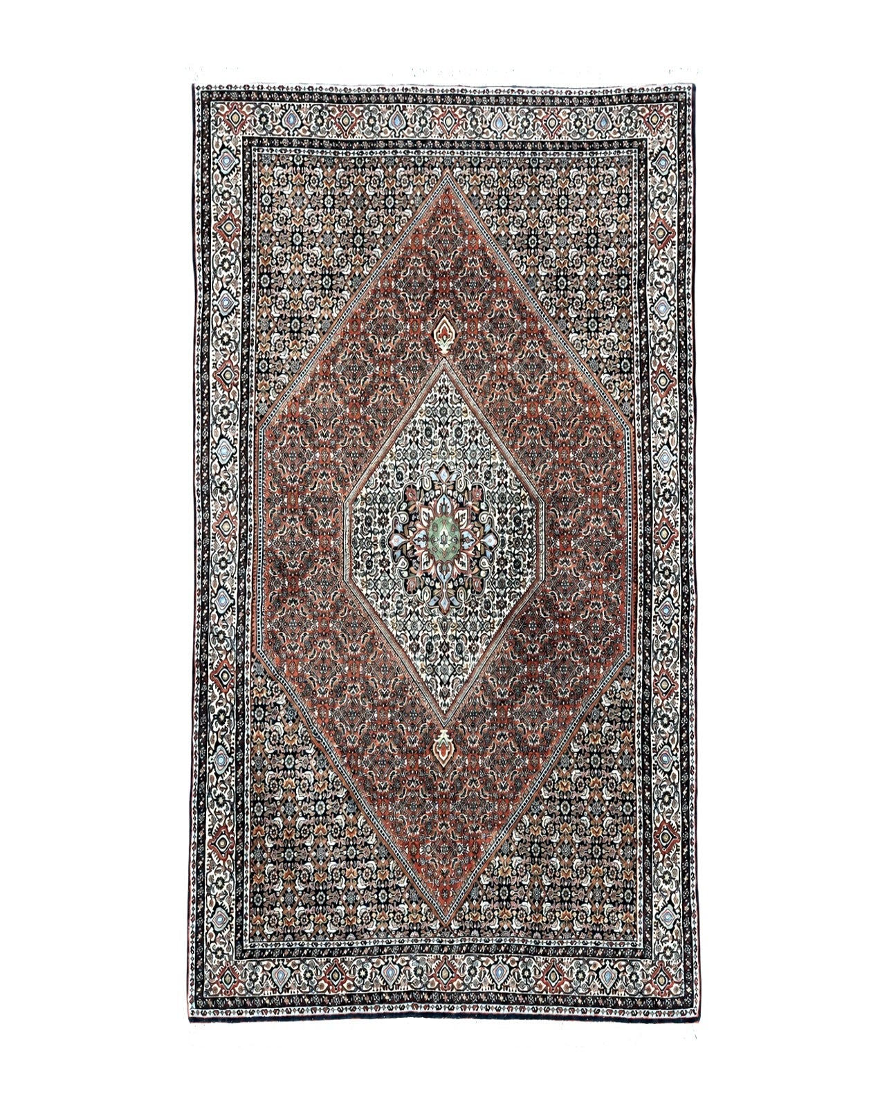 Persian Bidjar Rug 5x10, Wool Hand Knotted Vintage Carpet, Highly Detailed, Mahi Herati Pattern, 5 x 10 Oriental Rug by Jewel Rugs
