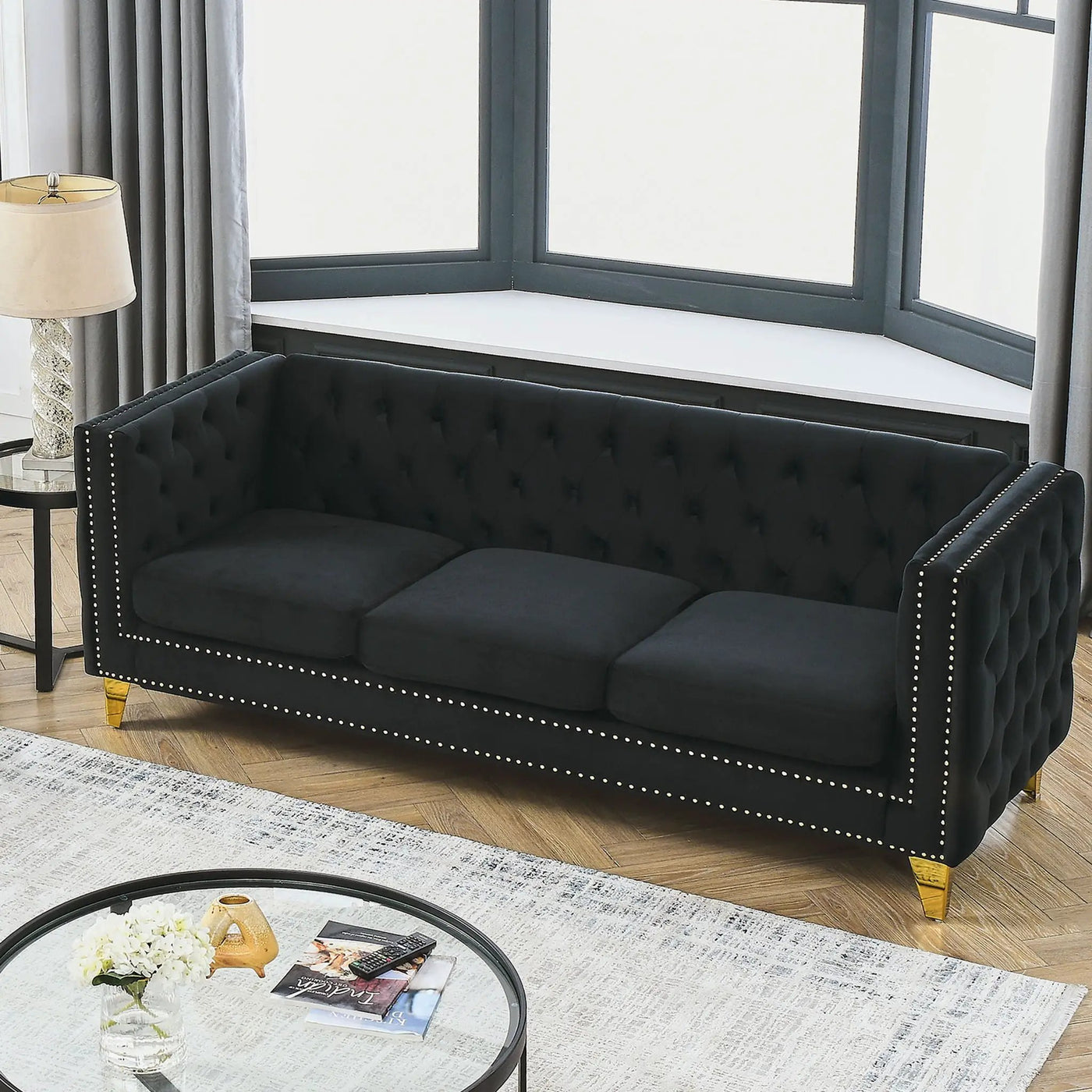 Modern Sofa With Button Tufting, Upholstered Couch For Living Room by HouseOfZazla