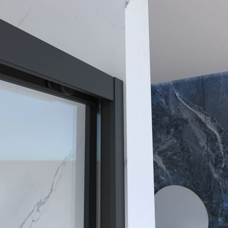 Frame Double Sliding Shower Door, Bypass Bathroom Sliding Door With Premium Clear Tempered Glass, Hardware Sliding Glass Shower Enclosure - Matte Black by HouseOfZazla