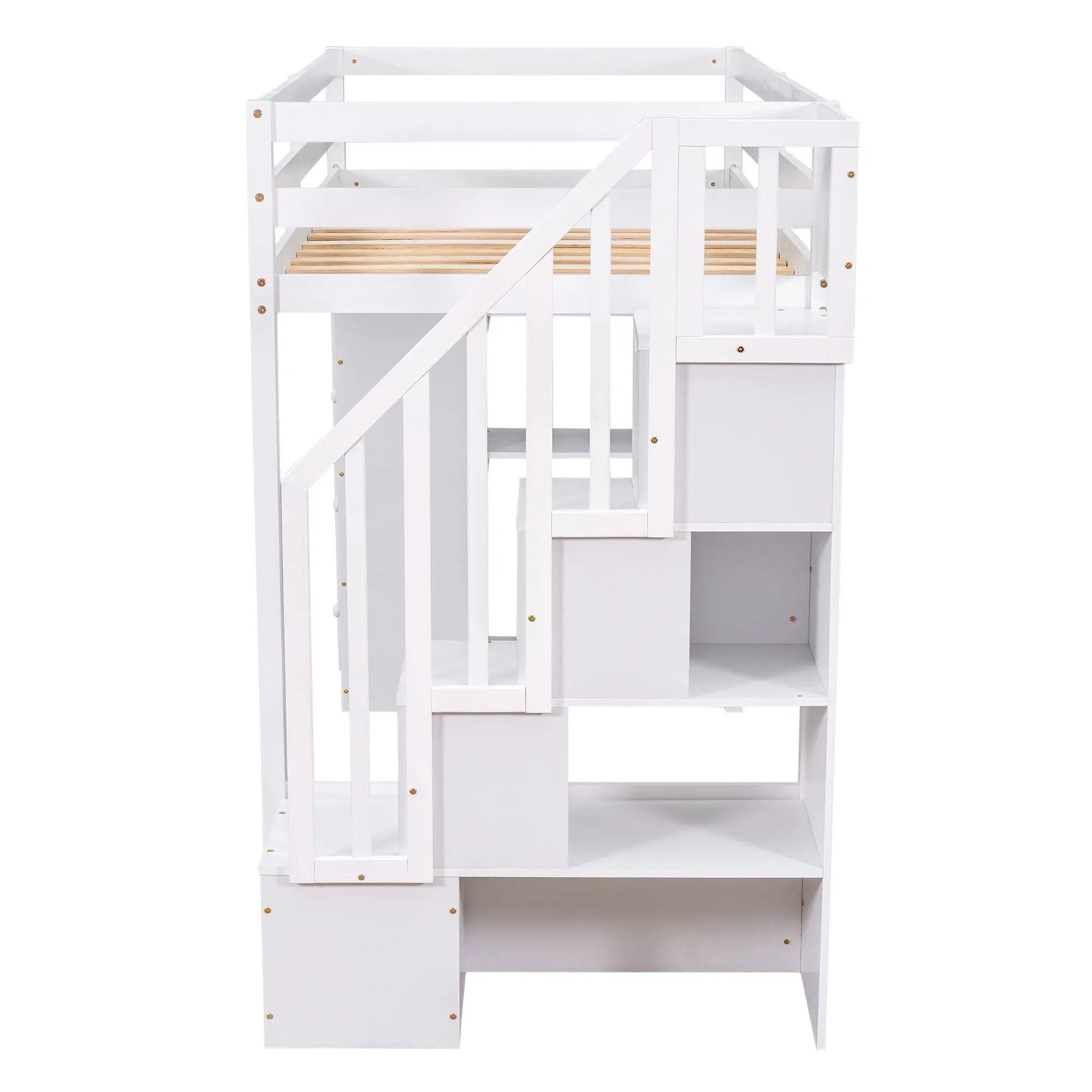Loft Bed With Storage Drawers And Stairs With Shelves by Unique Piece Furniture