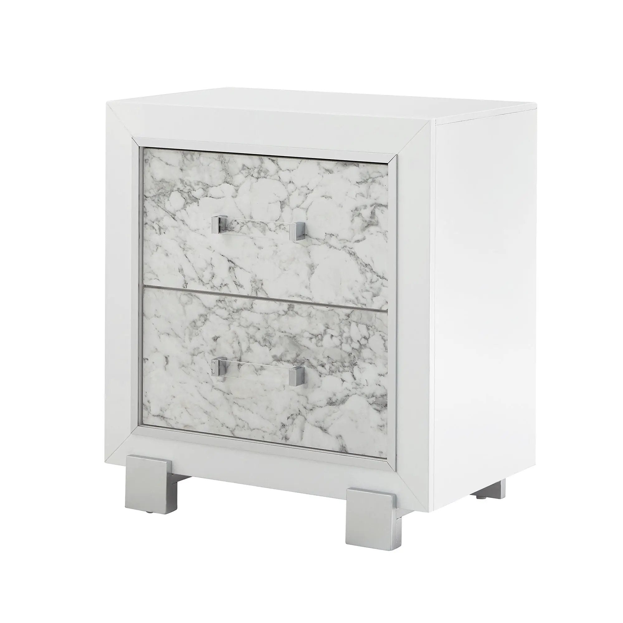 Skye - Marble Nightstand - White by Unique Piece Furniture