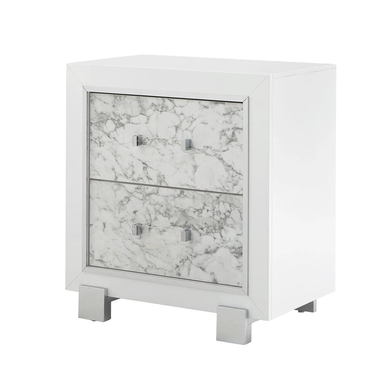 Skye - Marble Nightstand - White by Unique Piece Furniture