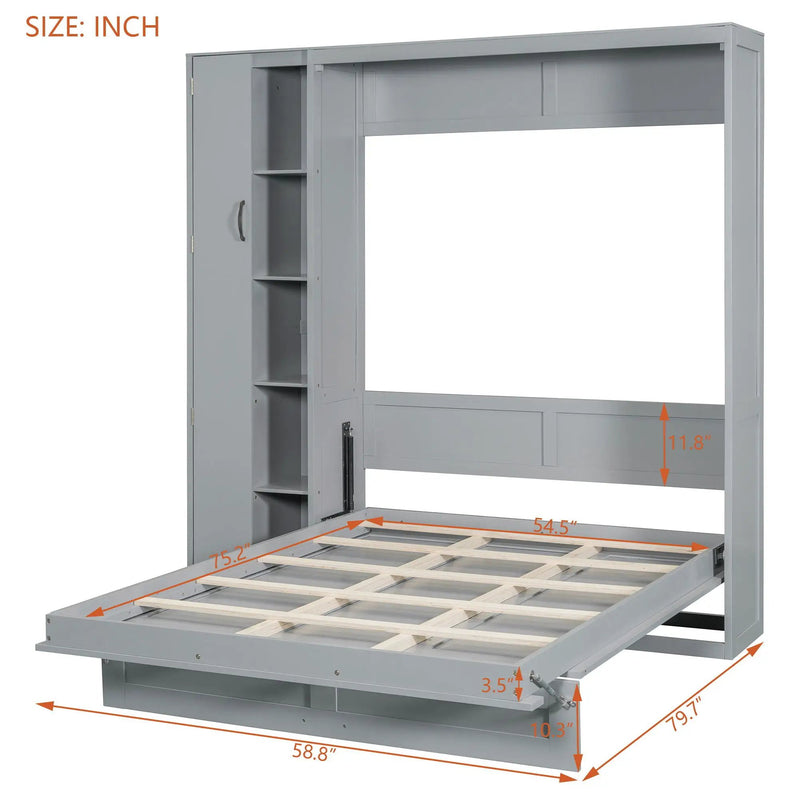 Murphy Wall Bed With Shelves, Wardrobe And LED Lights by Unique Piece Furniture