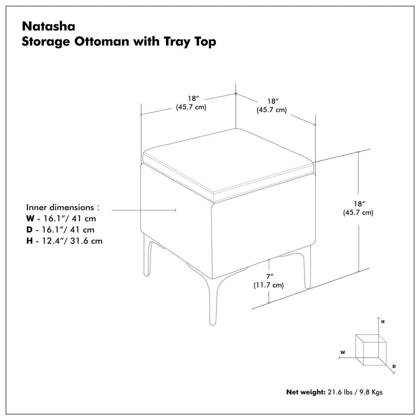 Natasha - Multifunctional Storage Ottoman With Tray by Unique Piece Furniture