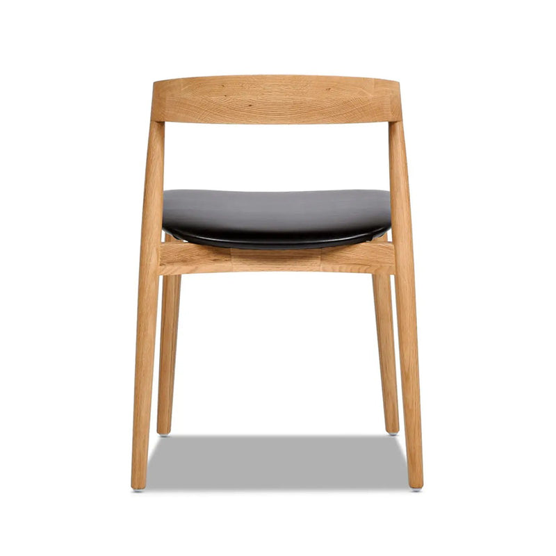 Raven - Stacking Sculpted Oak Dining Chair - Warm Natural Brown / Black by HouseOfZazla