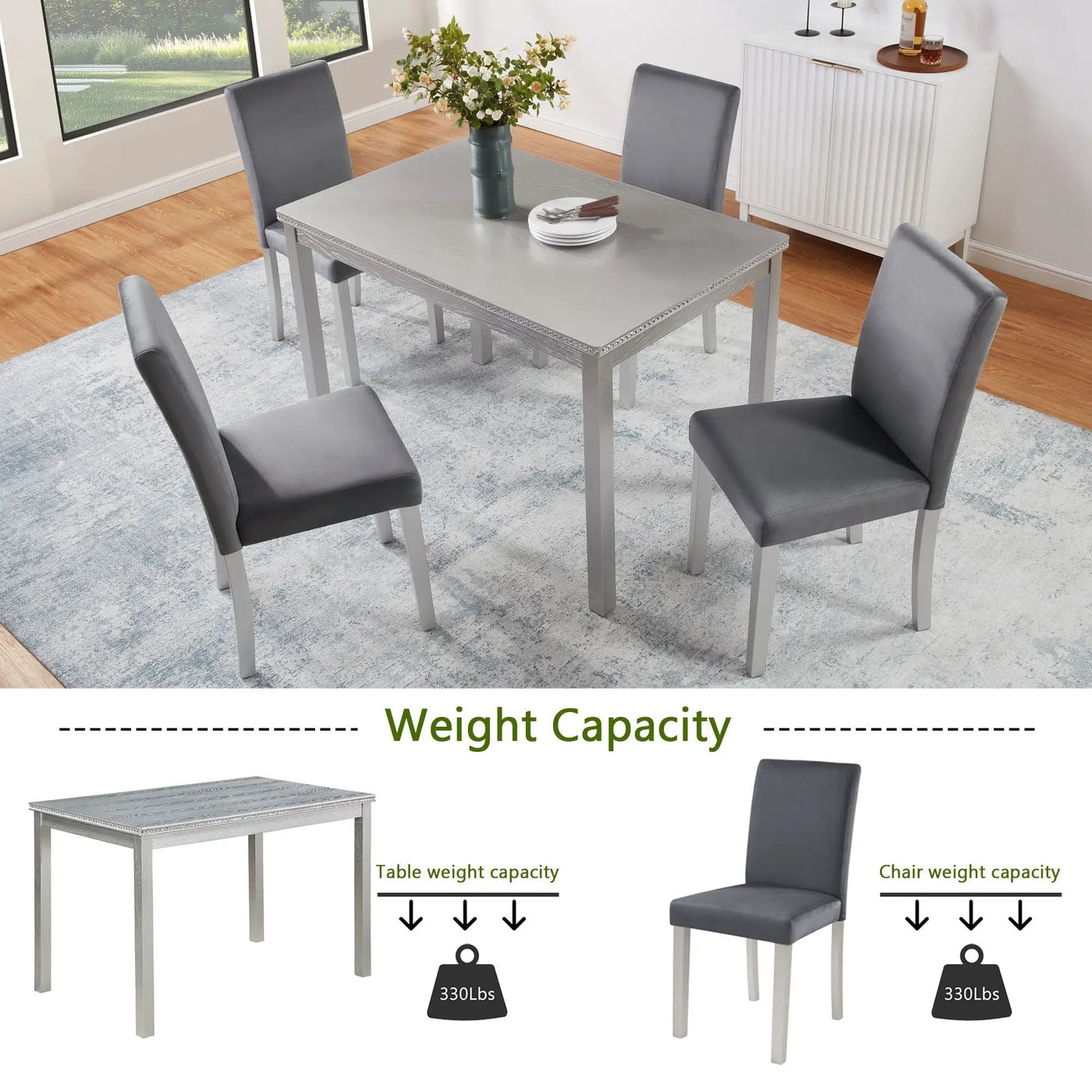 Dining Table Set, Table With A Rectangular Table And Upholstered Chairs by HouseOfZazla