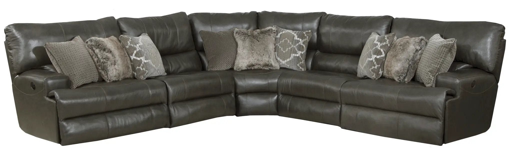 Como - 5 Piece Italian Leather Match Reclining Sectional by Unique Piece Furniture
