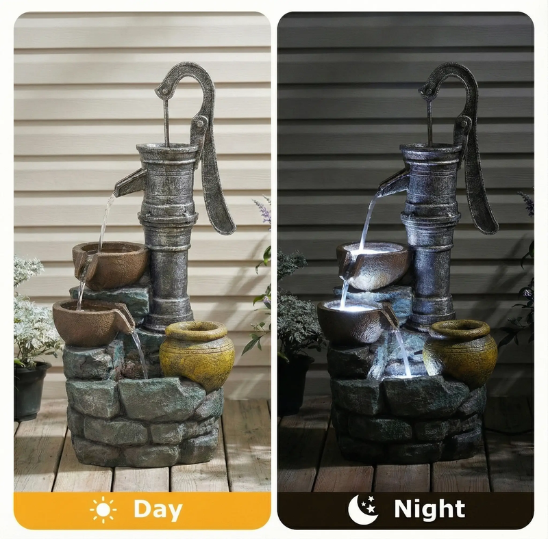 32'' H Large Outdoor Fountain with Vintage Pump by HouseOfZazla