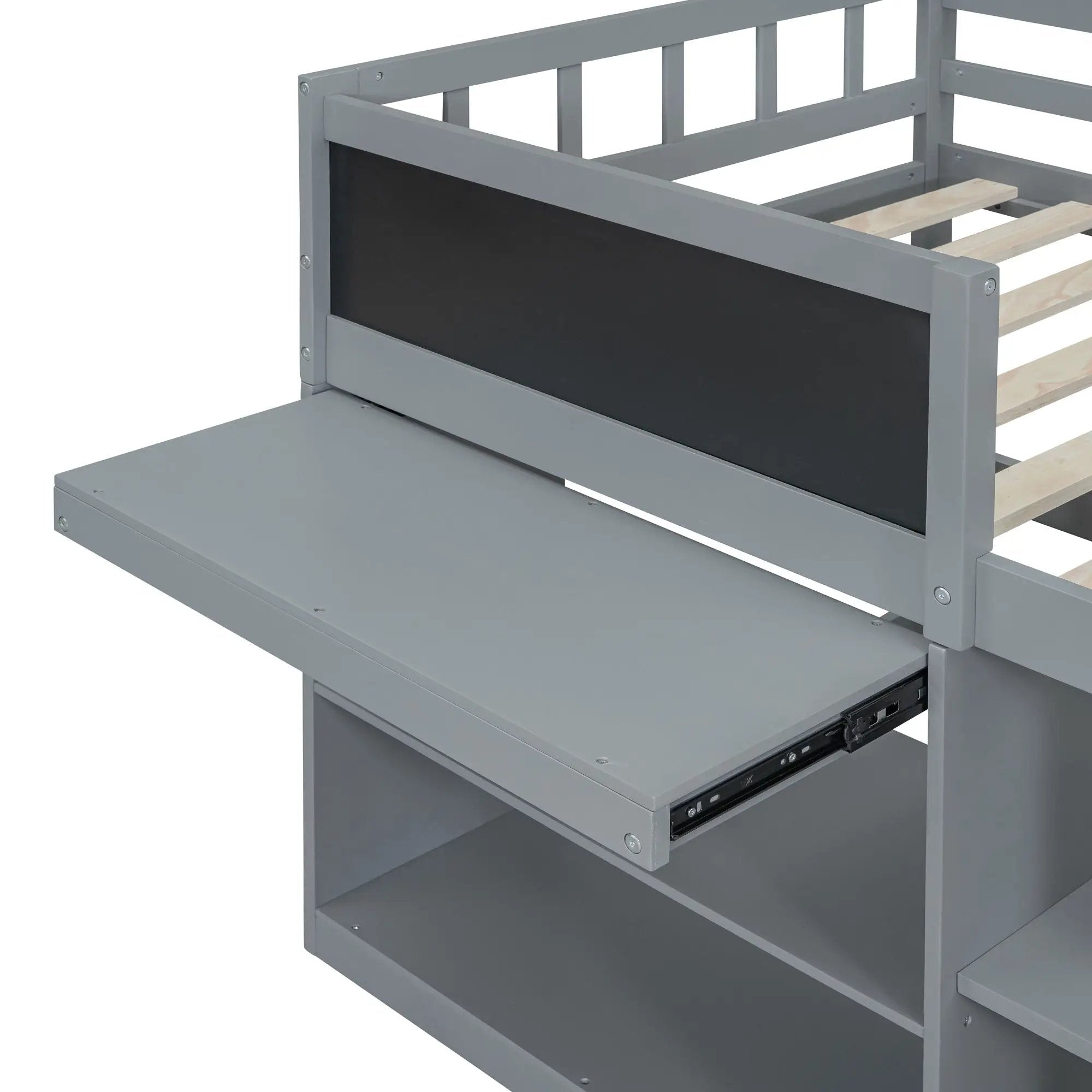 Low Loft Bed With Rolling Desk, Shelf And Drawers by HouseOfZazla