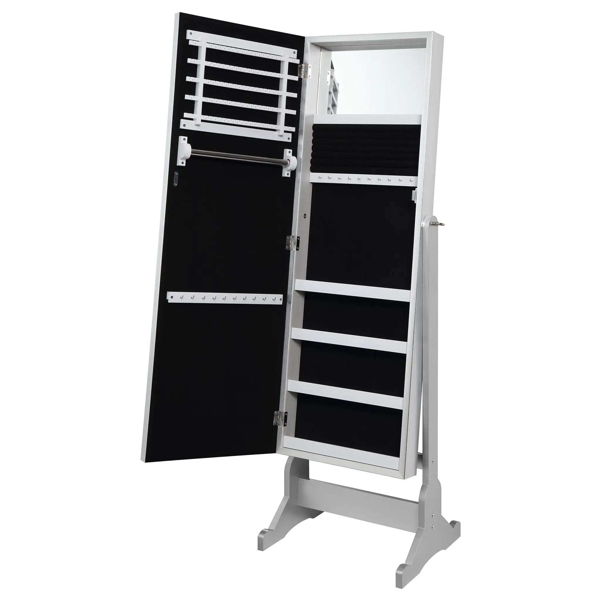 Moore Cheval Mirror with Jewelry Storage Silver by Unique Piece Furniture