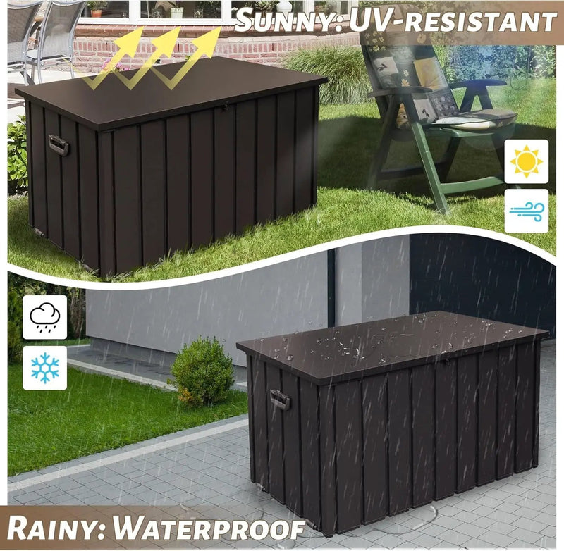 190 Gallon Metal Deck Box, Waterproof Steel Outdoor Storage Cabinet by HouseOfZazla