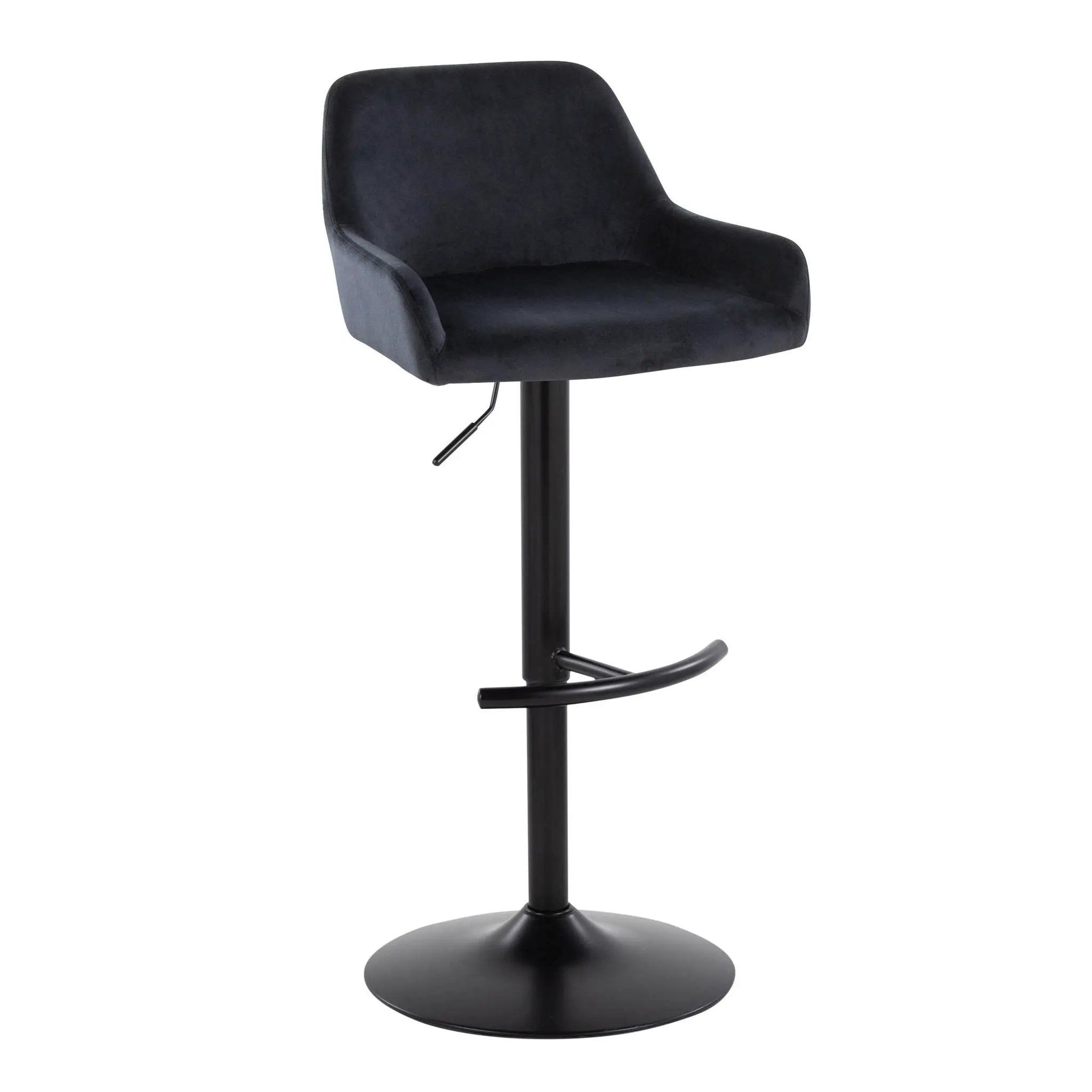 Daniella - Contemporary Adjustable Barstool With Swivel With Rounded T Footrest (Set of 2) by HouseOfZazla