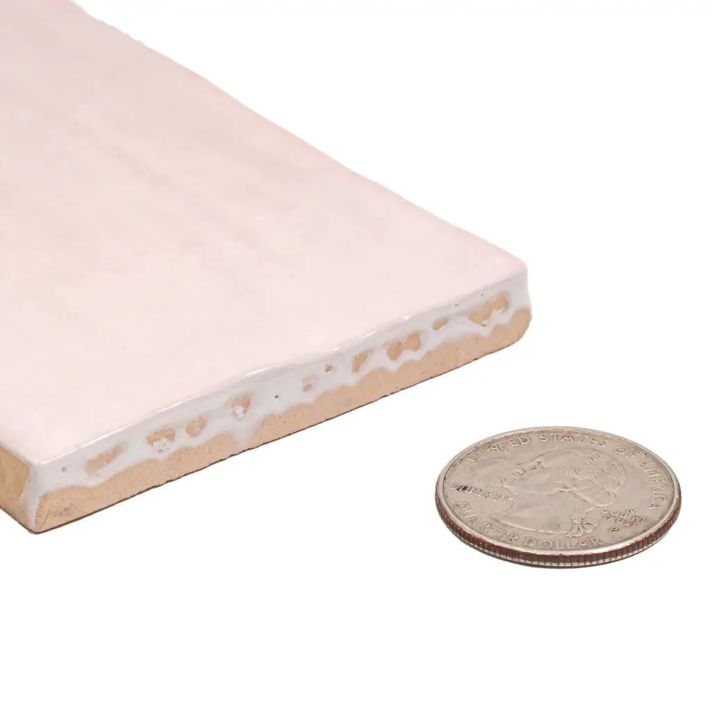 Pink 2.58 in. x 8 in. Polished Ceramic Subway Tile (5.38 sq ft/case) by Apollo Tile