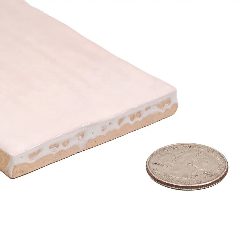 Pink 2.58 in. x 8 in. Polished Ceramic Subway Tile (5.38 sq ft/case) by Apollo Tile