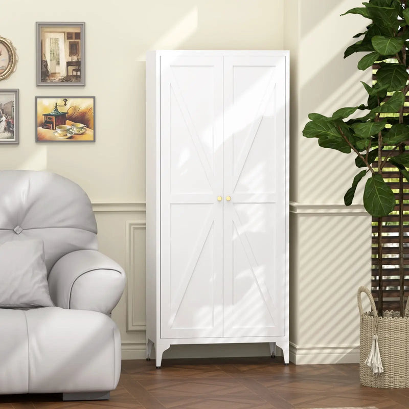 Adjustable 2 Door Kitchen Pantry Cabinet With Striped Design by Unique Piece Furniture