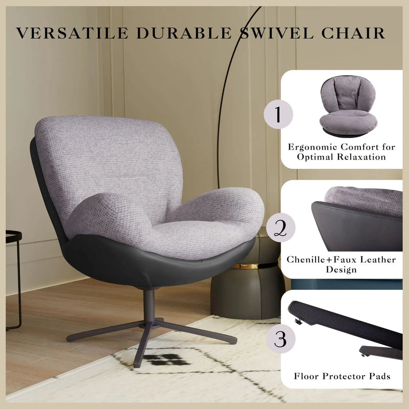 360° Swivel Office Chair, No Wheels by HouseOfZazla
