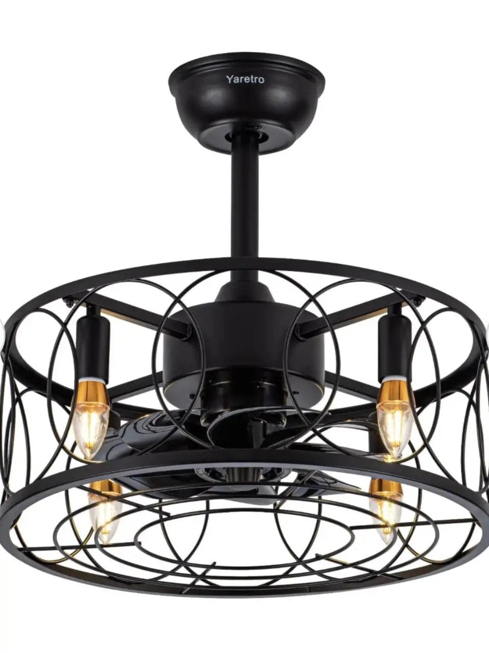 Open Box New Yaretro Caged Ceiling Fan with Lights Industrial Enclosed Blades by Selzalot