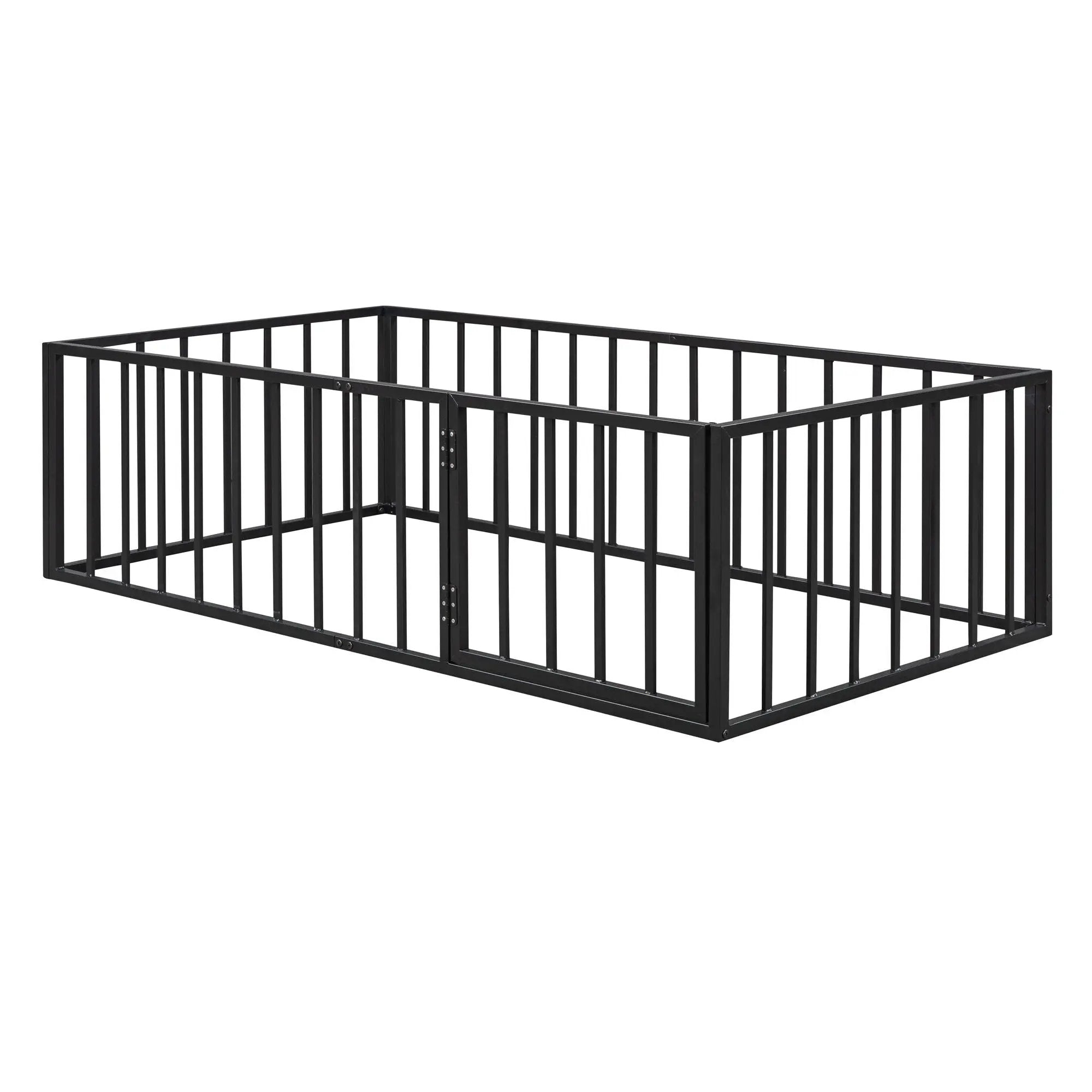 Metal Floor Bed Frame With Fence And Door by Unique Piece Furniture
