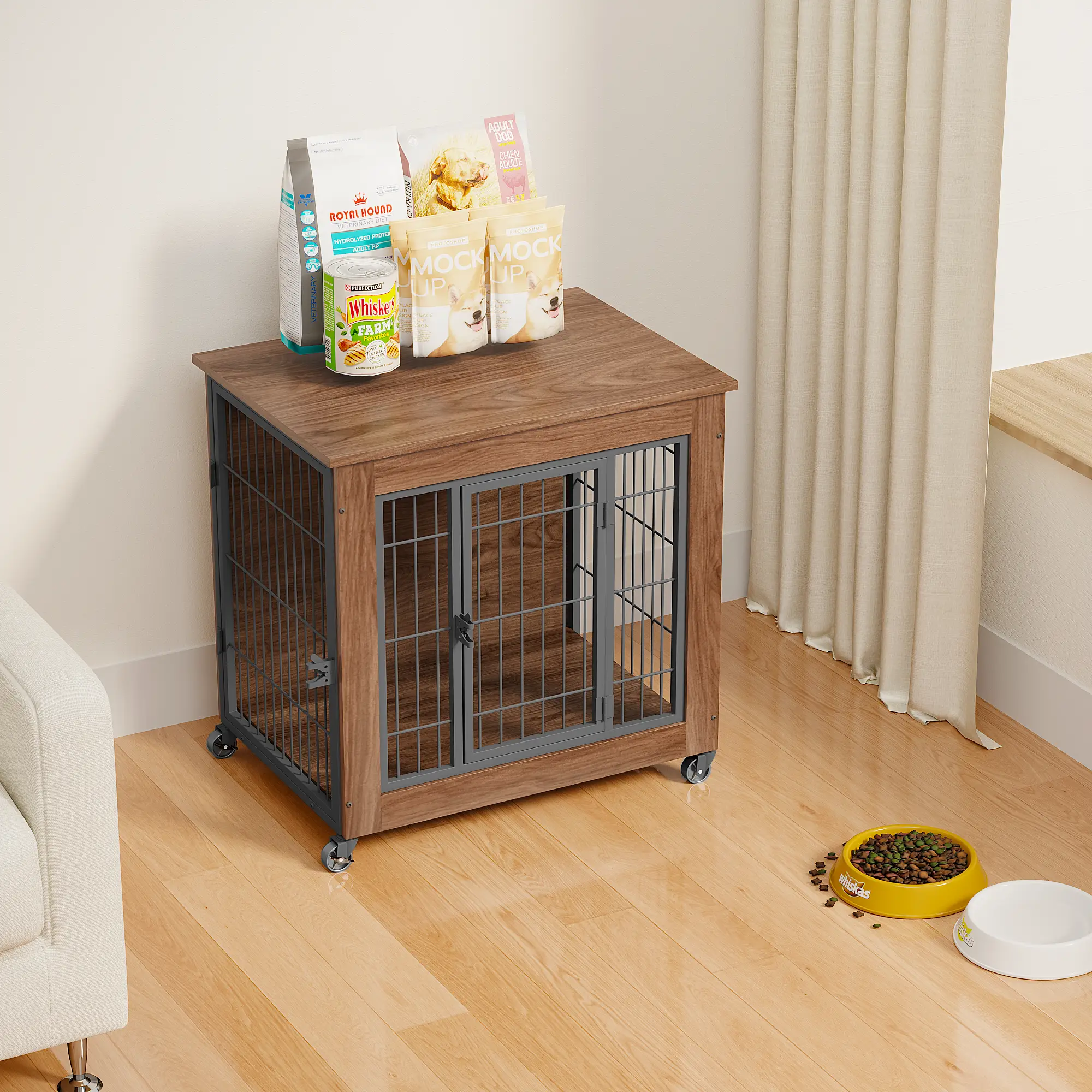 27.2" Dog Crate Furniture with Wheels for Small Dogs by HouseOfZazla