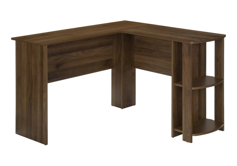 Computer Desk, Home Office, Corner, Storage Shelves, L Shape, Laptop, Contemporary & Modern - Walnut by Unique Piece Furniture
