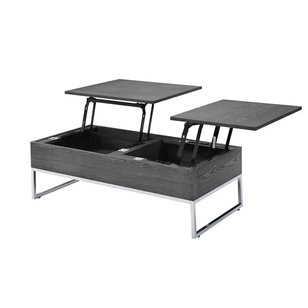 Iban - Coffee Table With Lift Top - Gray Oak & Chrome by Unique Piece Furniture