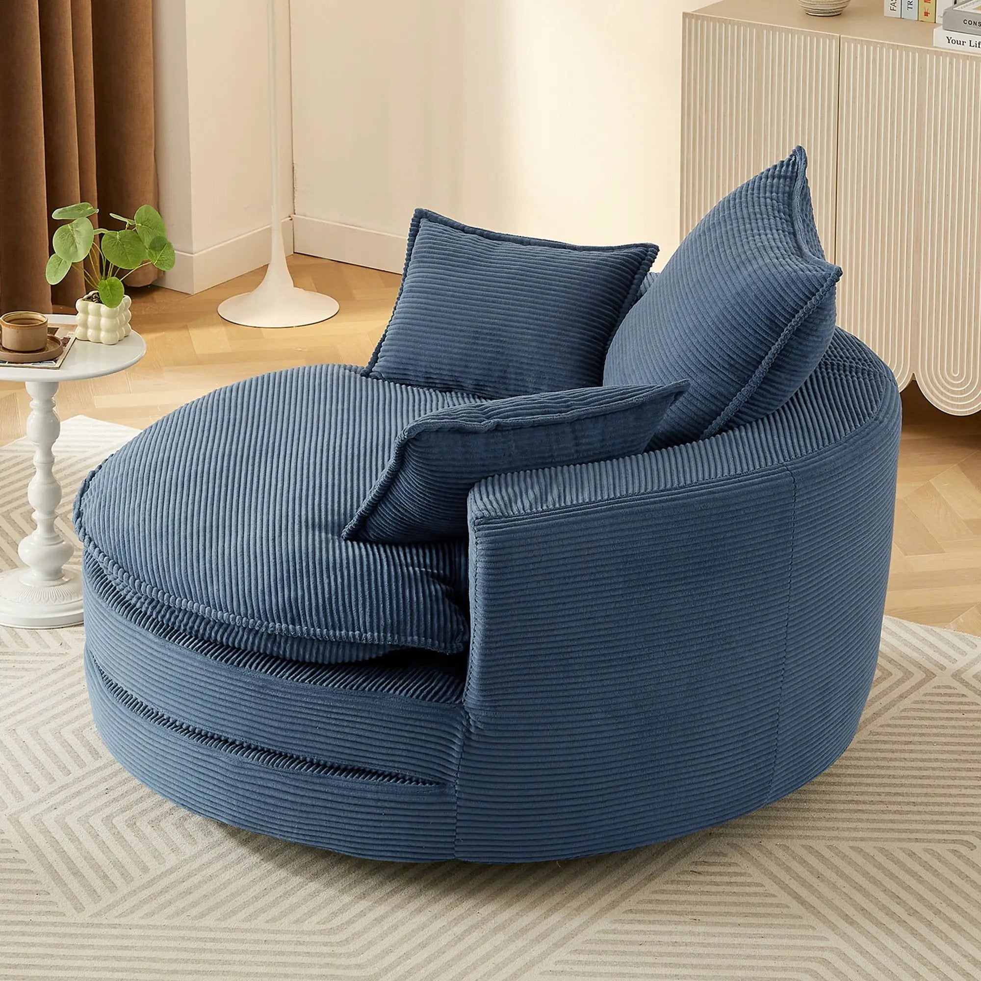 360° Swivel Accent Barrel Chair With Dual Layer Cushion And 3 Removable Pillows by HouseOfZazla