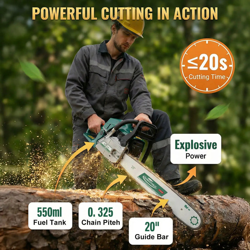 62CC 2-Stroke 20" Gasoline Chainsaw by HouseOfZazla