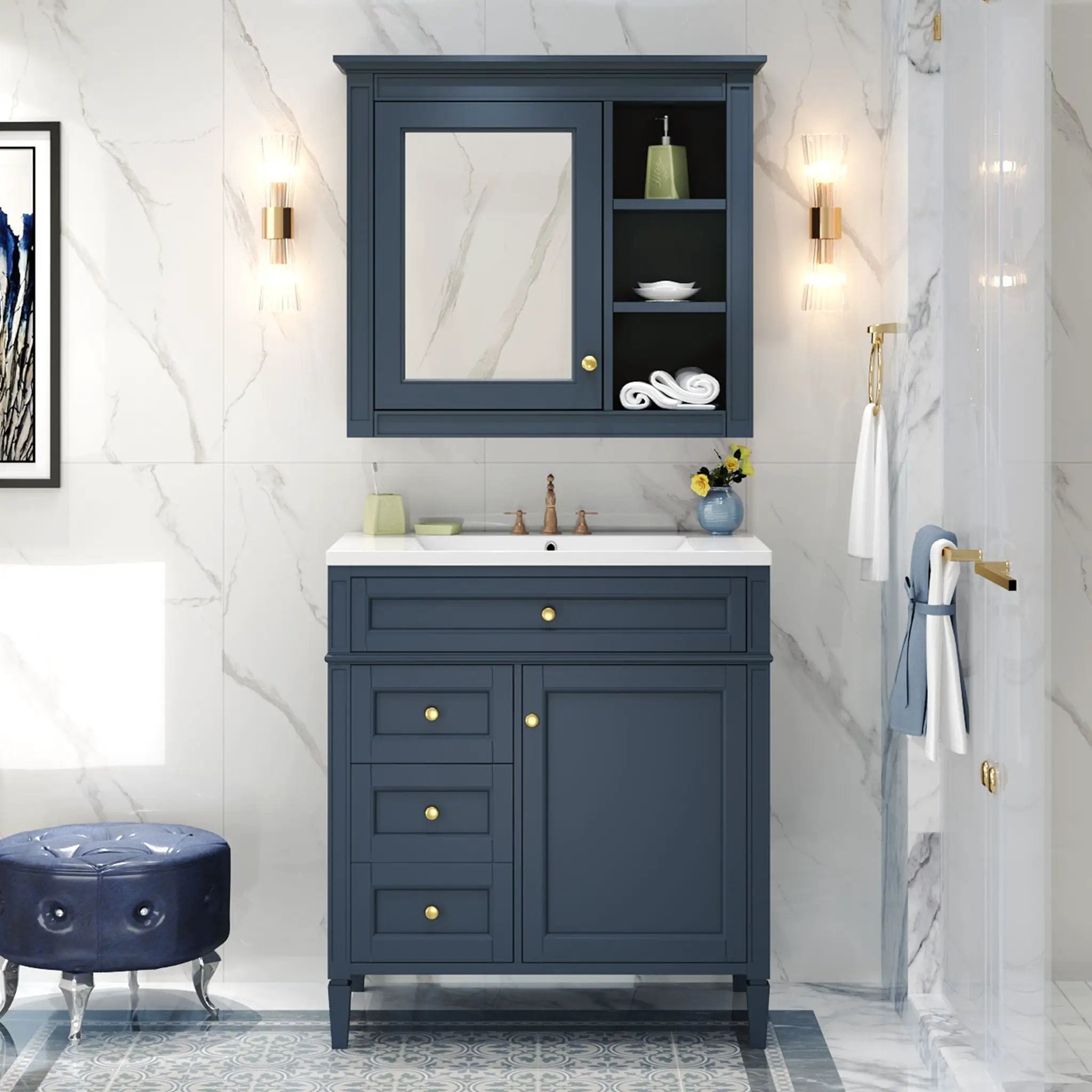 Bathroom Vanity With Medicine Cabinet and Storage by HouseOfZazla