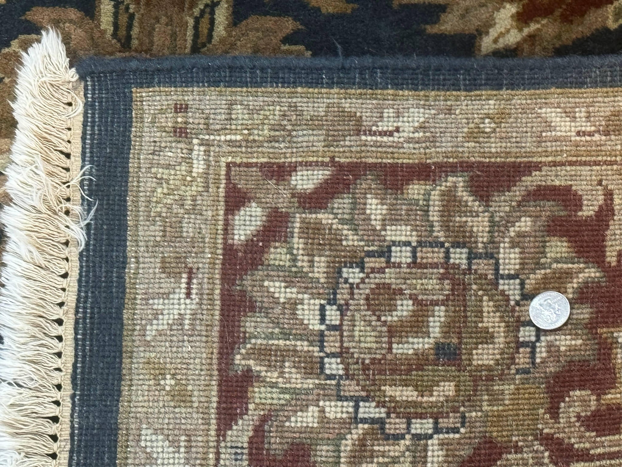Indian Agra Rug 6x9, Floral, Traditional Rug, Dark Green Maroon Tan by Jewel Rugs