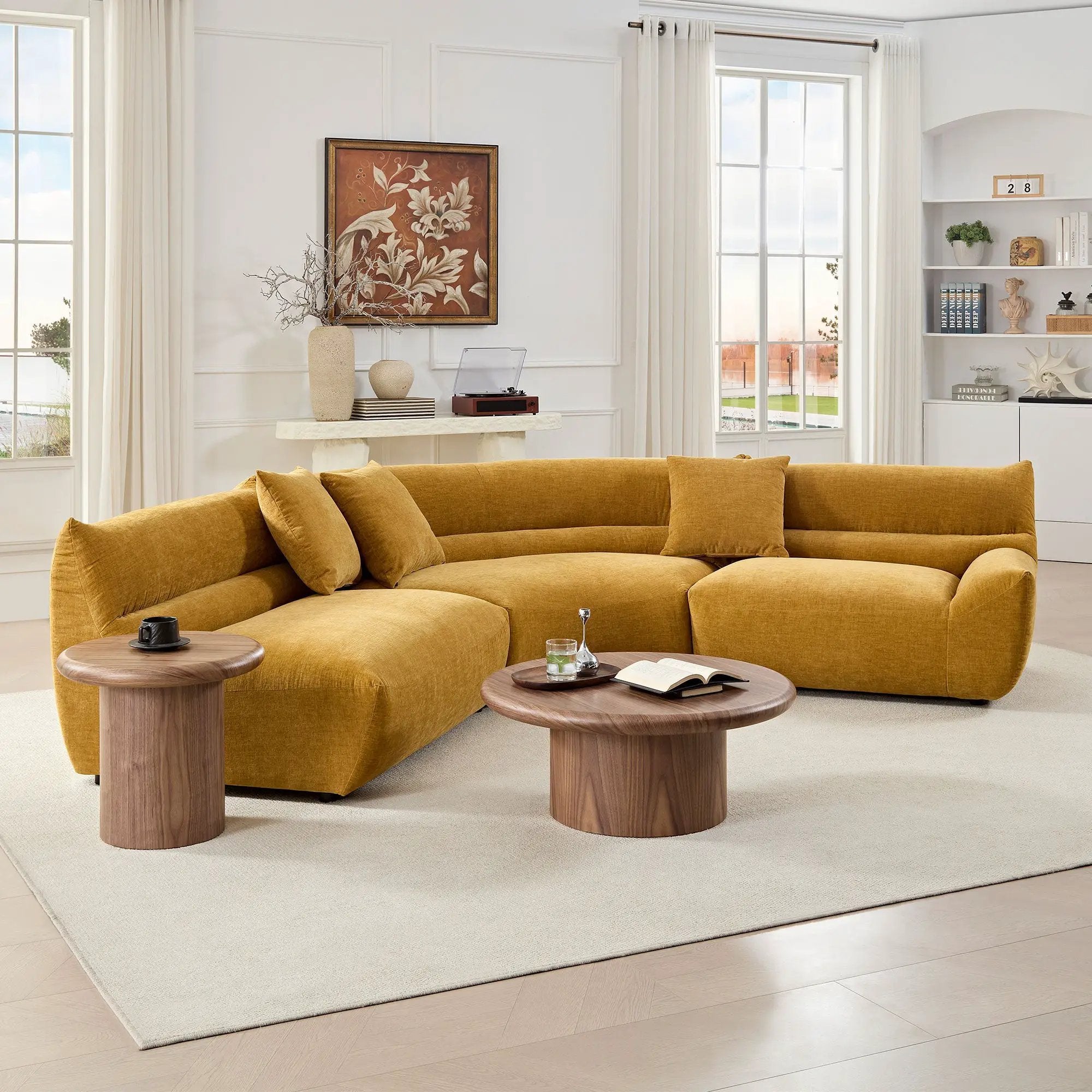Modular Curved Sectional Sofa, 3-Piece Free-Form Configuration by HouseOfZazla
