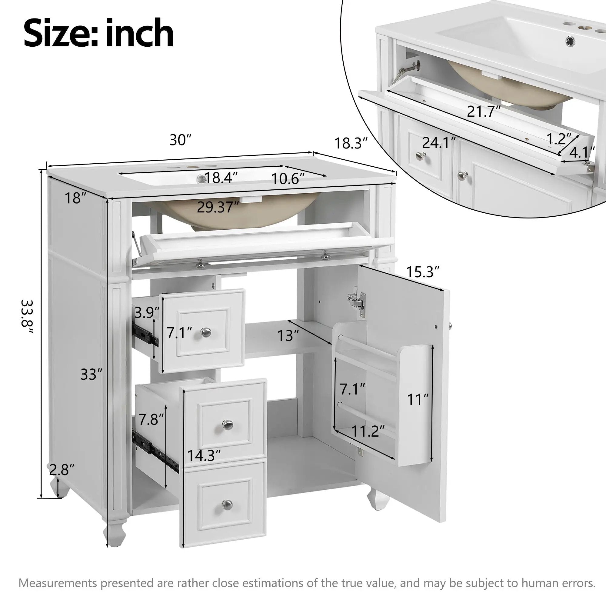 Bathroom Vanity Cabinet With Sink, Soft Close Doors With Door Organizer by Unique Piece Furniture