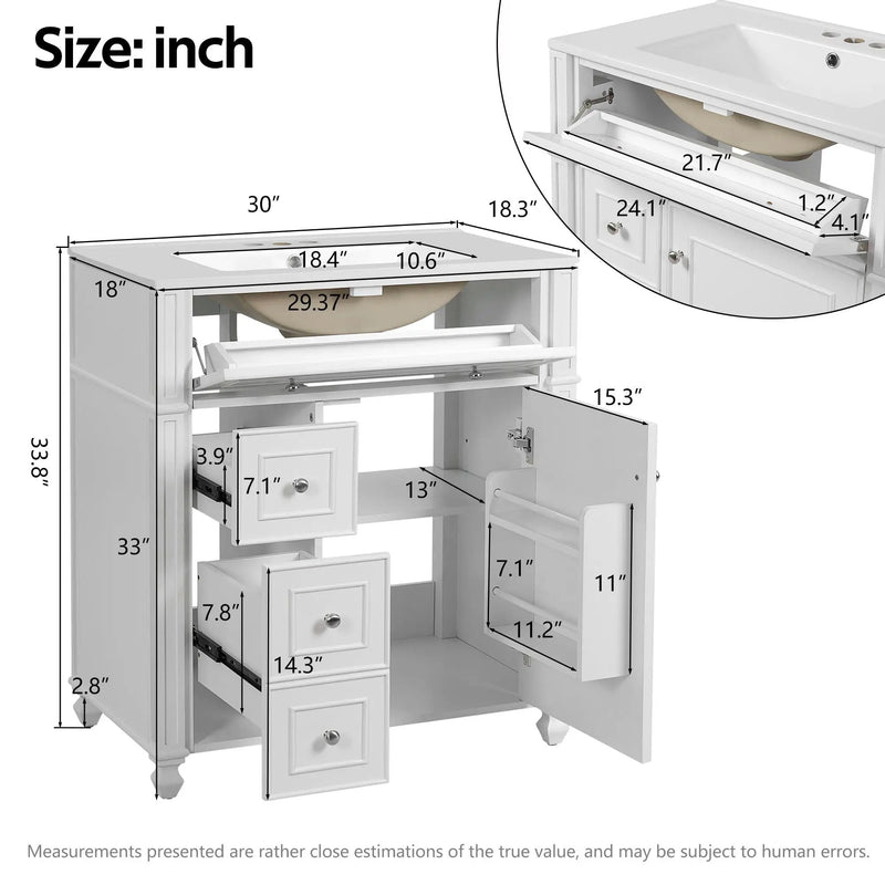 Bathroom Vanity Cabinet With Sink, Soft Close Doors With Door Organizer by Unique Piece Furniture