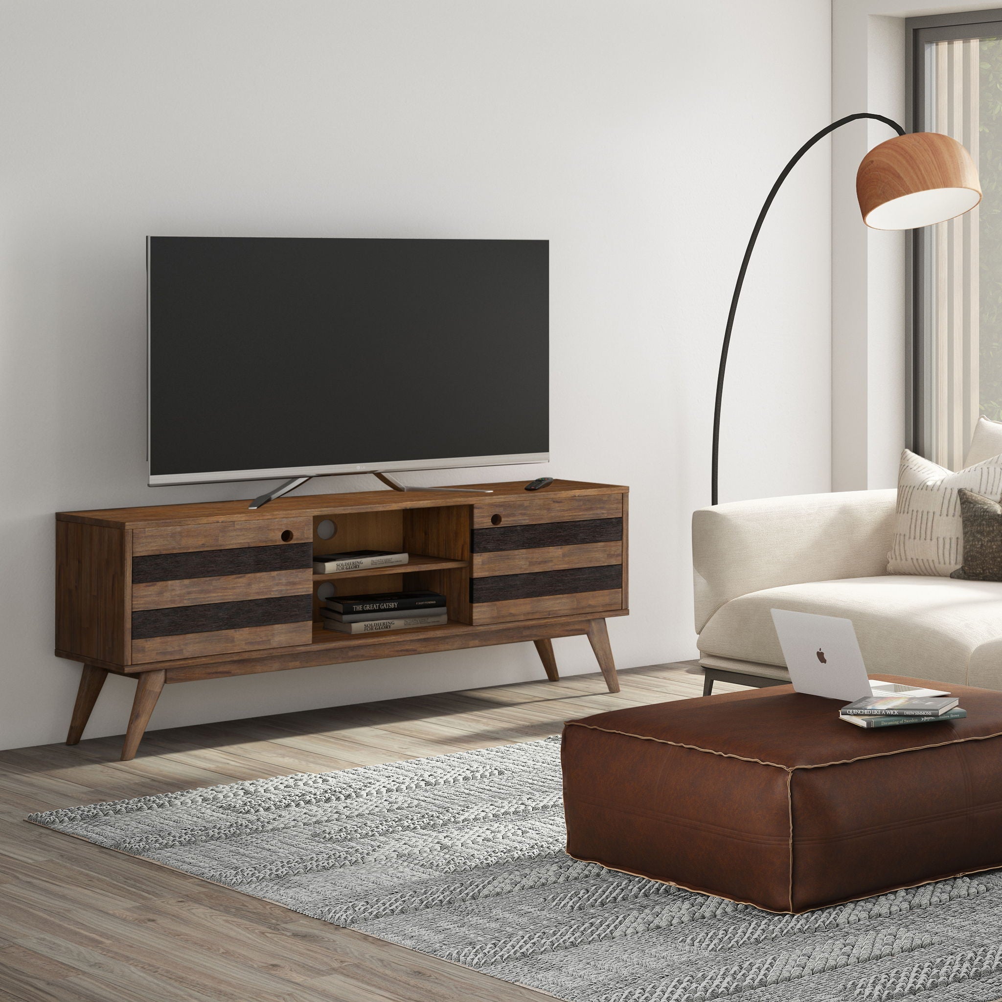 Clarkson - Low TV Stand - Rustic Natural Aged Brown by HouseOfZazla