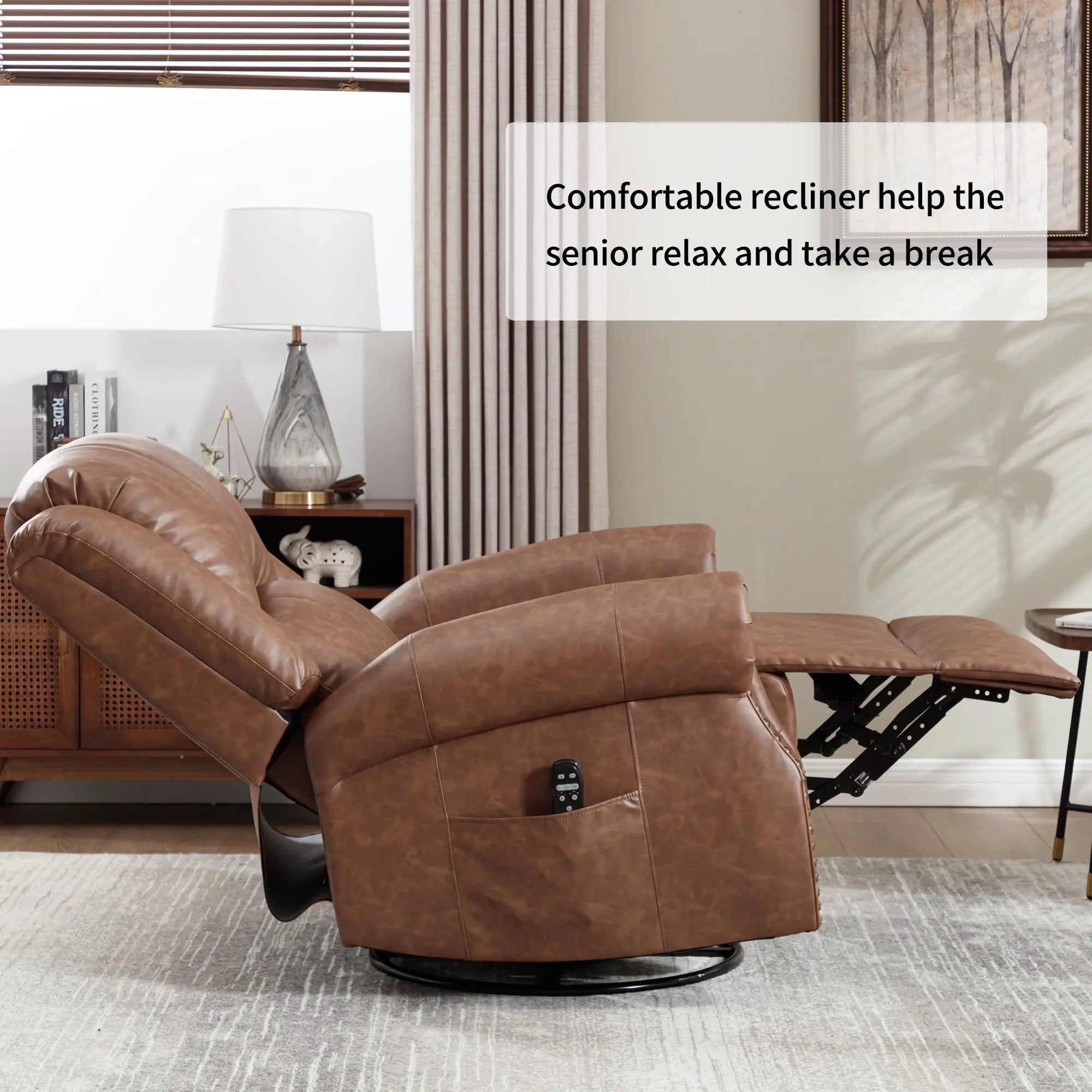 Heat Massage Manual Recliner Chair with Rocker and Swivel by HouseOfZazla