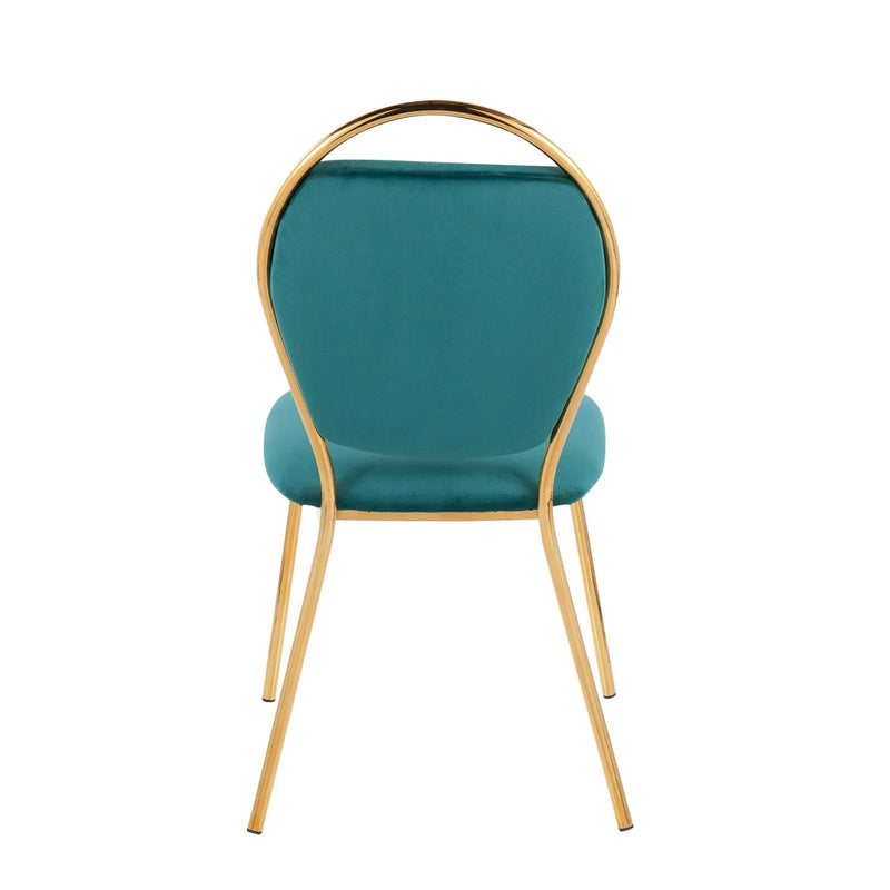 Keyhole - Contemporay / Glam Dining Chair (Set of 2) - Gold / Green by Unique Piece Furniture