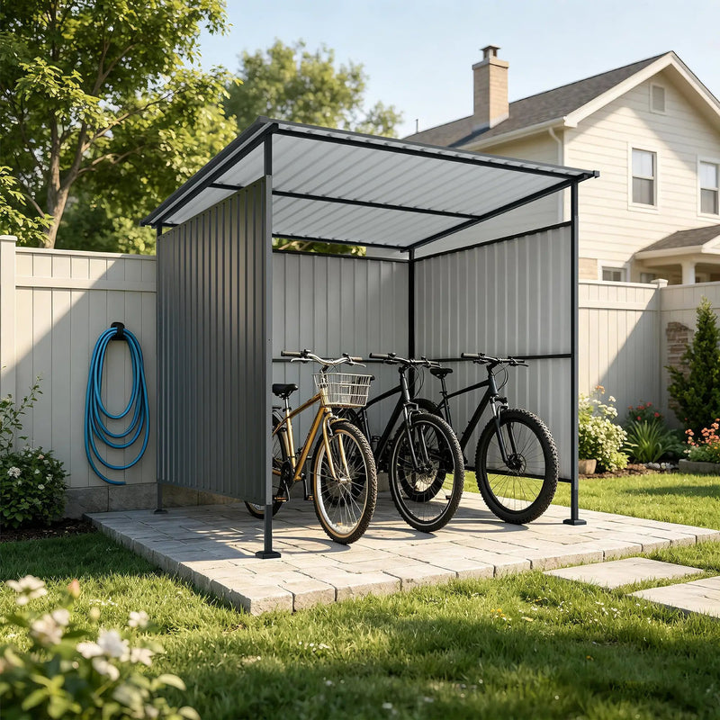 6x6FT Outdoor Pergola with Hardtop Roof, Lean-to Metal Shelter by HouseOfZazla