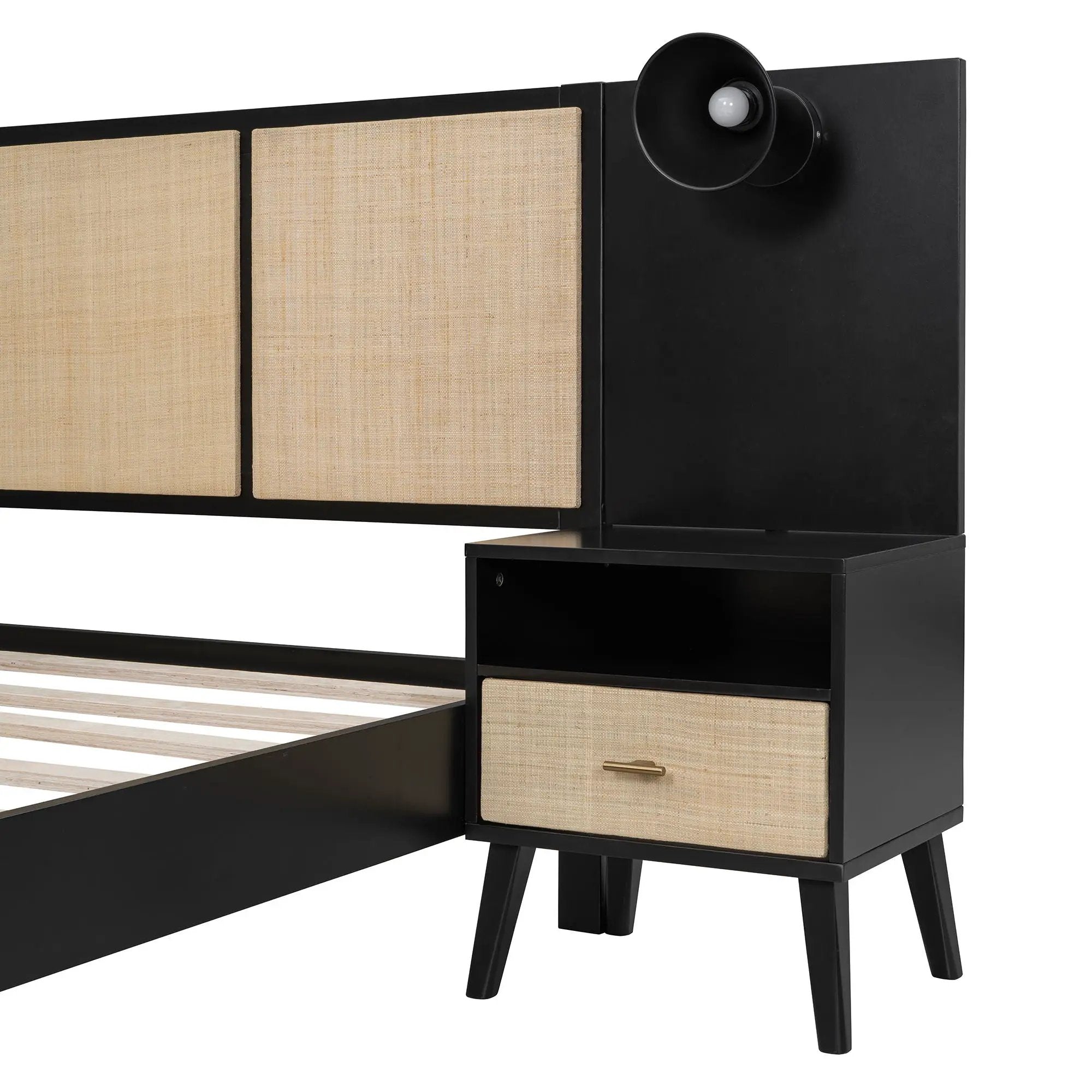 Bed Frame With 2 Nightstands Elegant Design With Lamps by Unique Piece Furniture