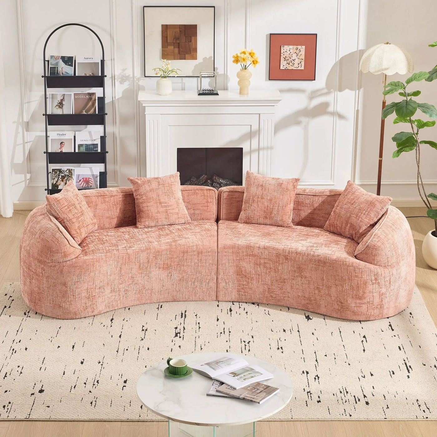 Curved Compressed Sofa, Nordic-Style Design For Living Room by Unique Piece Furniture