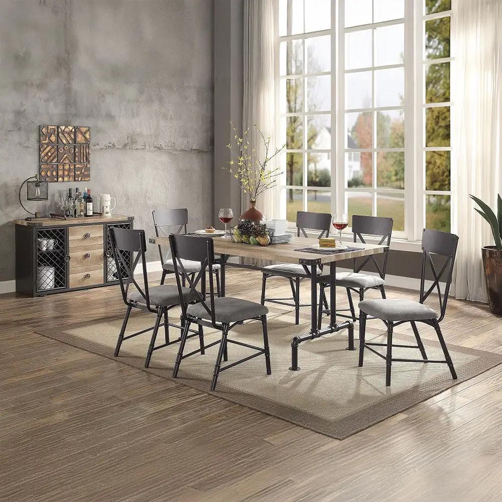 Edina - Side Chair (Set of 2) - Gray Fabric, Oak & Sandy Black by Unique Piece Furniture
