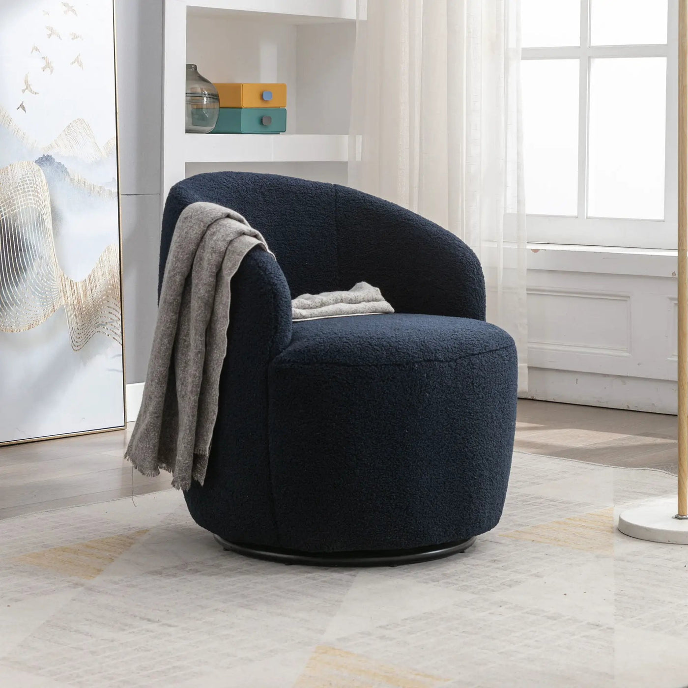 Teddy Fabric Swivel Accent Armchair Barrel Chair by HouseOfZazla