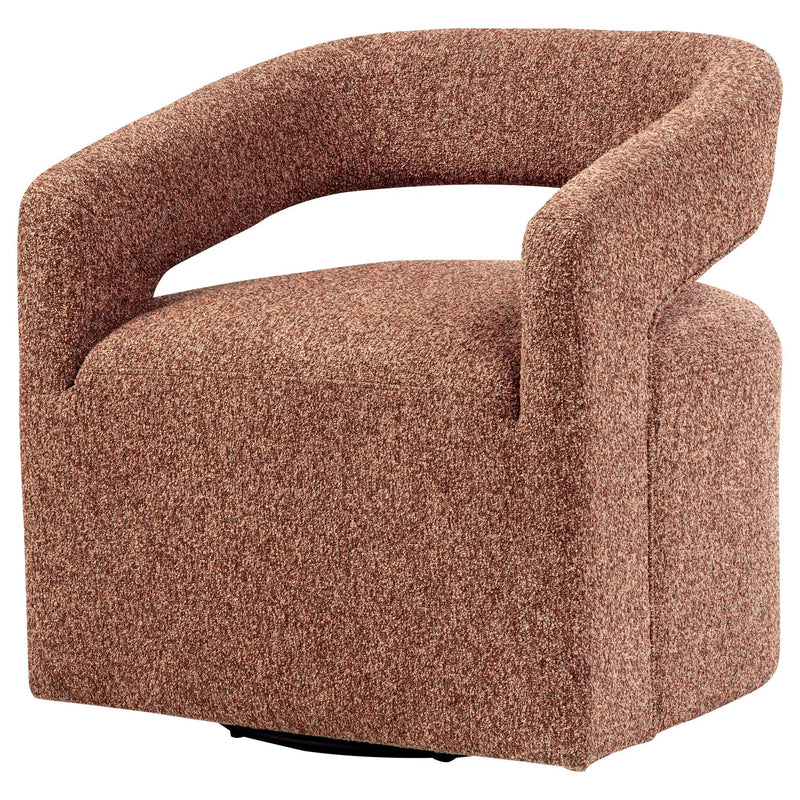 Westhill Boucle Upholstered Swivel Accent Chair Berry by Unique Piece Furniture