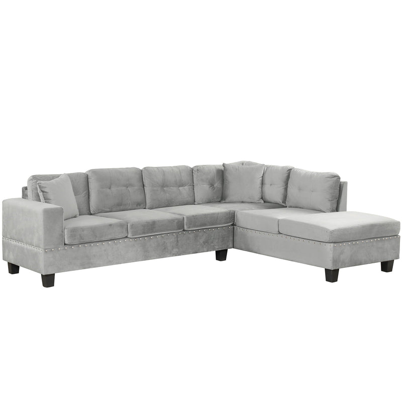 Modern Sectional Sofa With Storage Ottoman, L - Shape Couch With 2 Pillows And Cup Holders by HouseOfZazla
