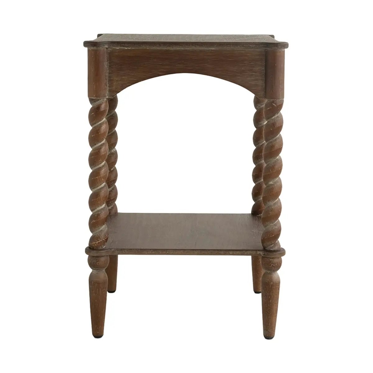 Rustic Brown Wood Coffee Table with Turned Spiral Legs and Lower Shelf by HouseOfZazla