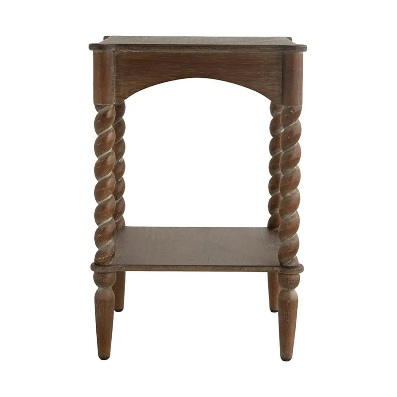 Rustic Brown Wood Coffee Table with Turned Spiral Legs and Lower Shelf by HouseOfZazla