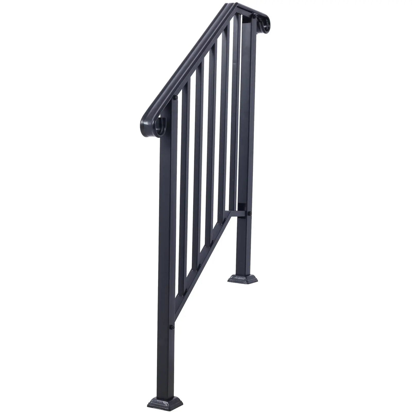 Handrails For Outdoor Steps, Fit 2 Or 3 Steps Outdoor Stair Railing, Wrought Iron Handrail, Flexible Porch Railing, Transitional Handrails For Concrete Steps Or Wooden Stairs by Unique Piece Furniture