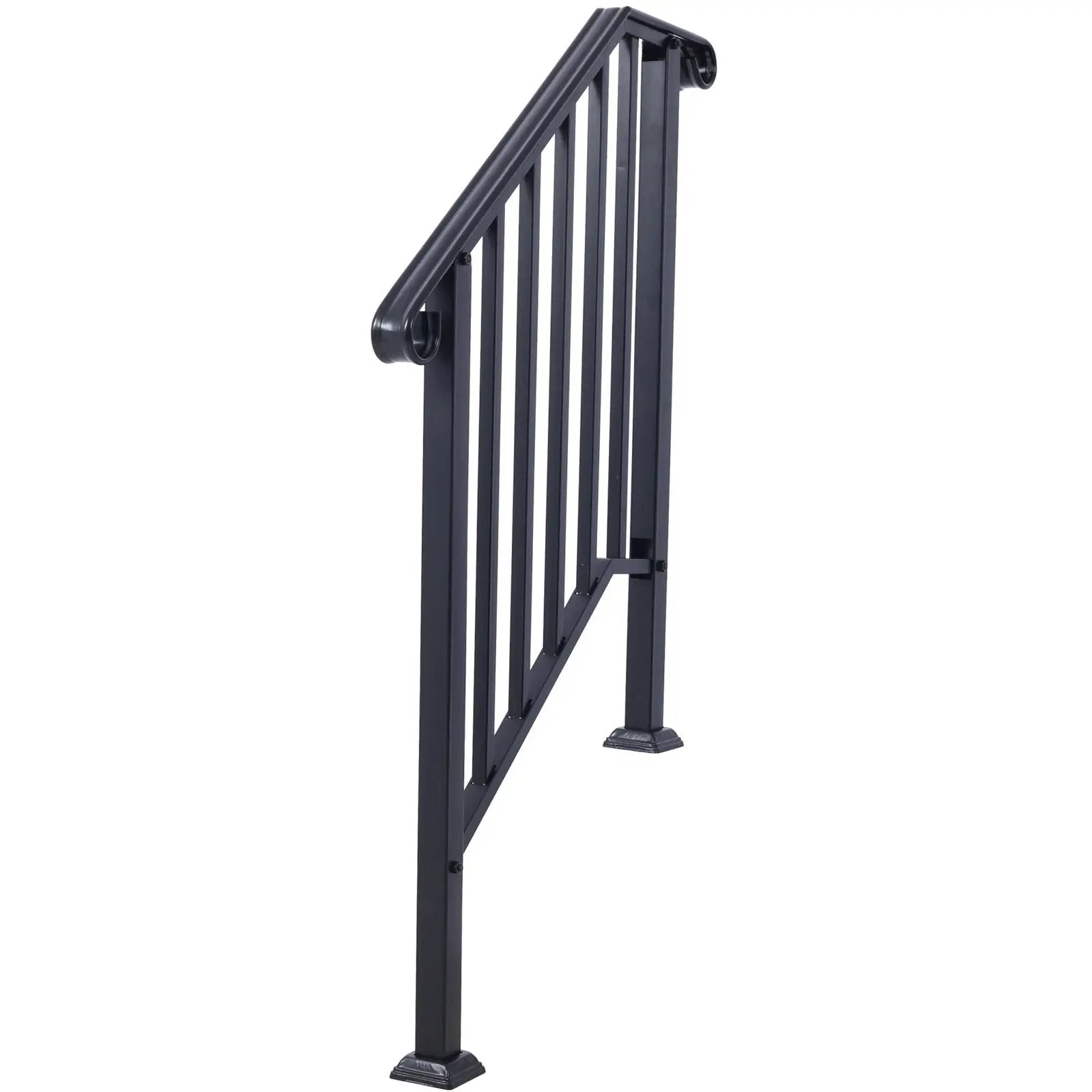 Handrails For Outdoor Steps, Fit 2 Or 3 Steps Outdoor Stair Railing, Wrought Iron Handrail, Flexible Porch Railing, Transitional Handrails For Concrete Steps Or Wooden Stairs by HouseOfZazla