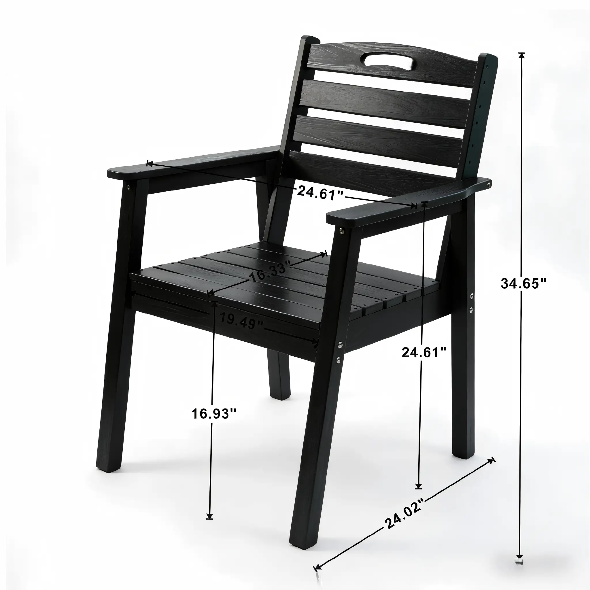 HDPE Outdoor Terrace Dining Chair Set of 2 - Black by HouseOfZazla