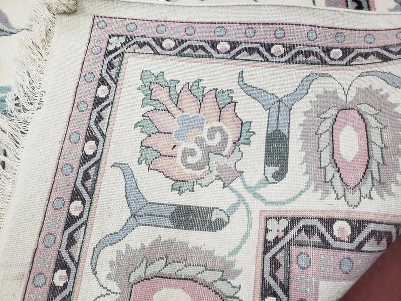 Ivory & Teal Indo Persian Area Rug 9x12, Wool Hand-Knotted Oriental Carpet, 9 x 12 Soft Traditional Living Room Rug, Dining Room Rug by Jewel Rugs