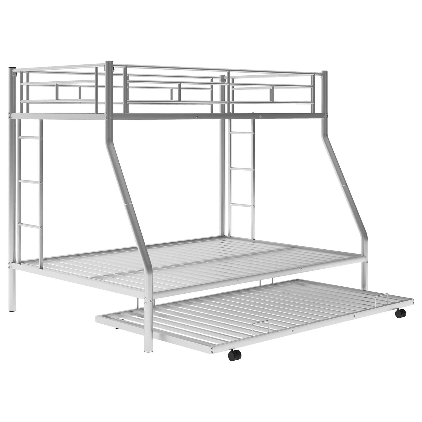 Bunk Bed With Steel Frame And Trundle, 2 Side Ladders by Unique Piece Furniture